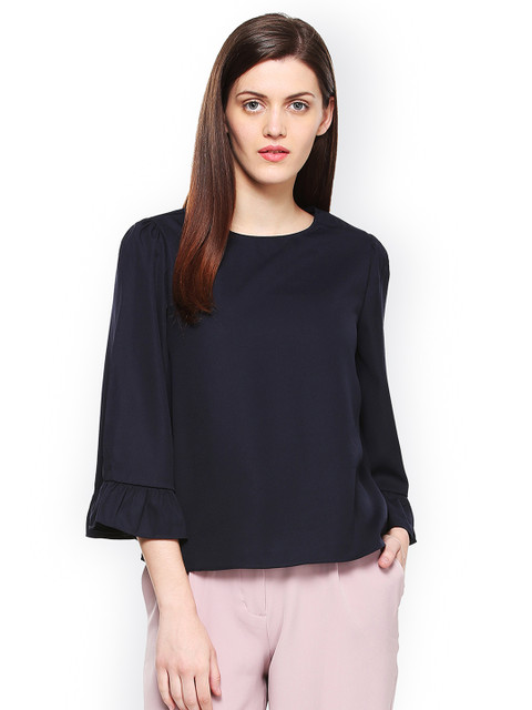 

Van Heusen Woman Women Navy Blue Solid Top