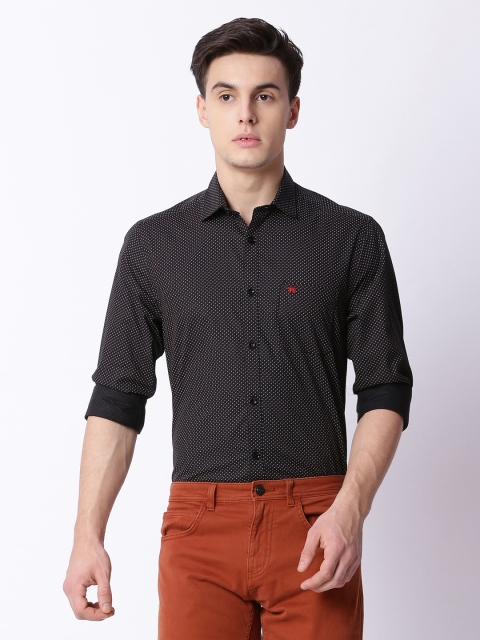 

THE BEAR HOUSE Men Black Modern Slim Fit Printed Casual Shirt