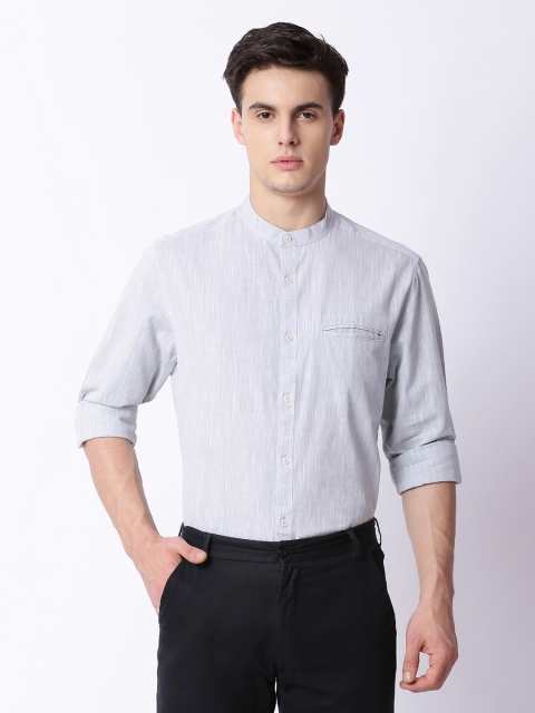 

THE BEAR HOUSE Men Grey Modern Slim Fit Solid Formal Shirt