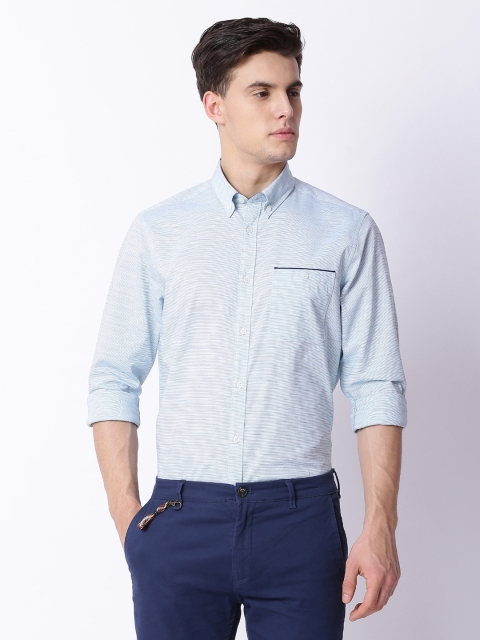 

THE BEAR HOUSE Men Blue Sport Slim Fit Self Design Formal Shirt