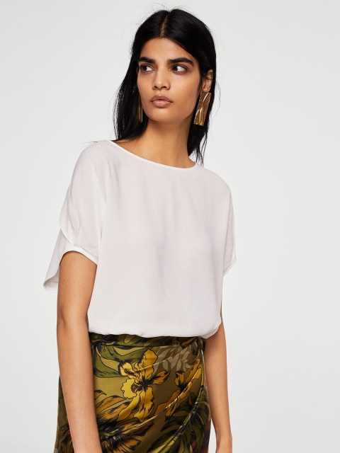 

MANGO Women White Solid Top