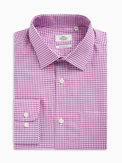 

next Men Pink & White Slim Fit Checked Casual Shirt