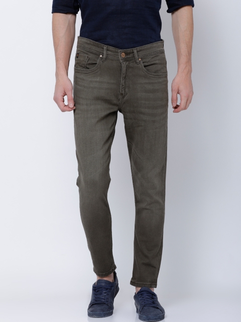 

LOCOMOTIVE Men Olive Green Tapered Fit Mid-Rise Clean Look Stretchable Jeans