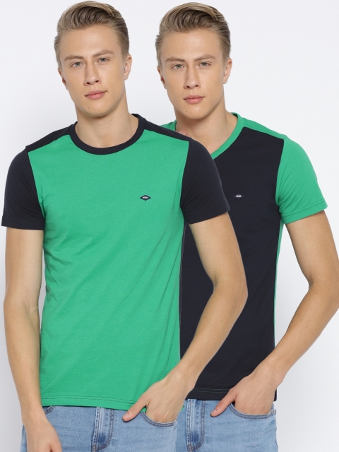 

Cloak & Decker by Monte Carlo Men Pack of 2 Solid T-shirts, Green