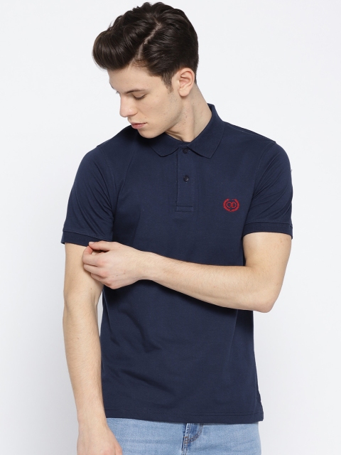 

Cloak & Decker by Monte Carlo Men Navy Blue Solid Polo Collar T-shirt
