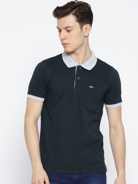 

Cloak & Decker by Monte Carlo Men Navy Blue Solid Polo Collar T-shirt