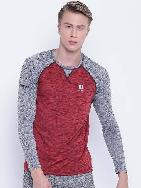 

rock.it Men Rust Orange & Grey Solid Round Neck T-shirt