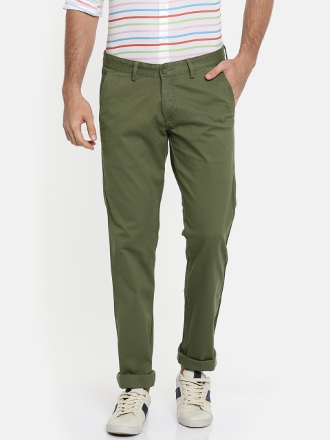 

Allen Solly Men Olive Green Smart Slim Fit Solid Chinos
