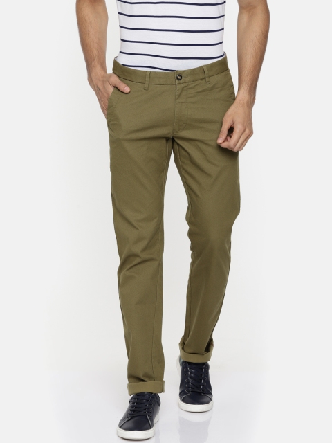 

Allen Solly Men Olive Green Smart Slim Fit Solid Regular Trousers