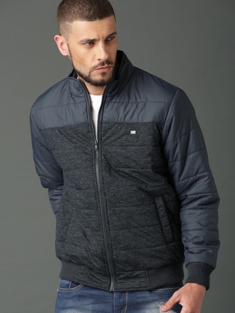 

Roadster Men Navy Blue Colourblocked Padded Jacket