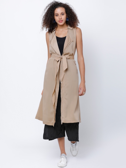 

Tokyo Talkies Women Beige Solid Open Front Jacket