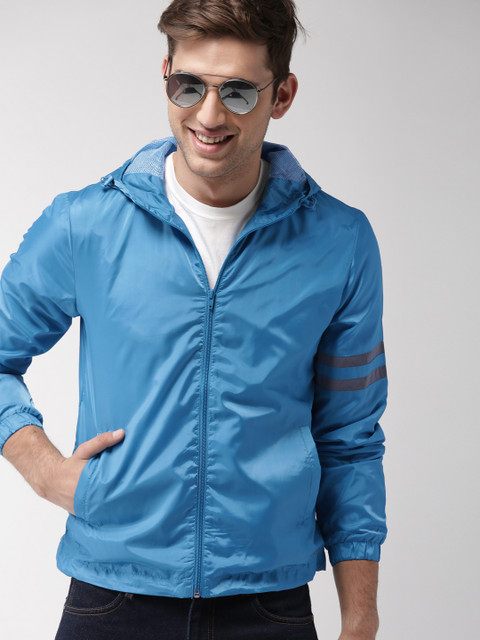 

Mast & Harbour Men Blue Solid Sporty Jacket
