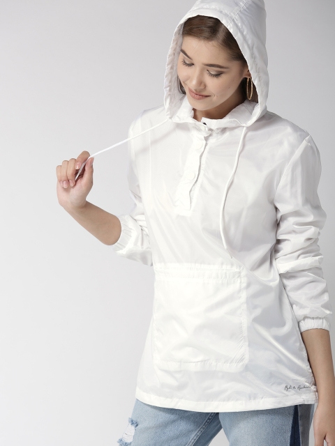 

Mast & Harbour Women White Solid Hooded Sporty Jacket