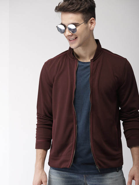 

Mast & Harbour Men Maroon Self Design Tailored Jacket