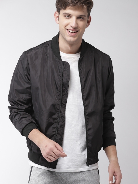 

Mast & Harbour Men Black Solid Hooded Bomber