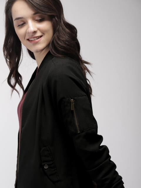 

Mast & Harbour Women Black Solid Bomber