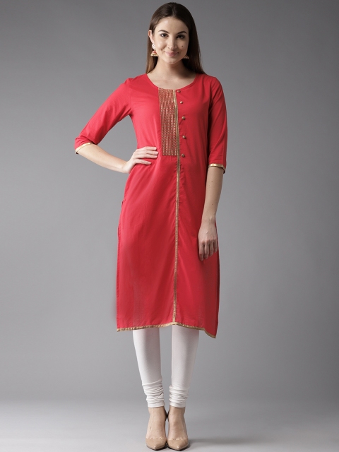 

Moda Rapido Women Red Solid Straight Kurta