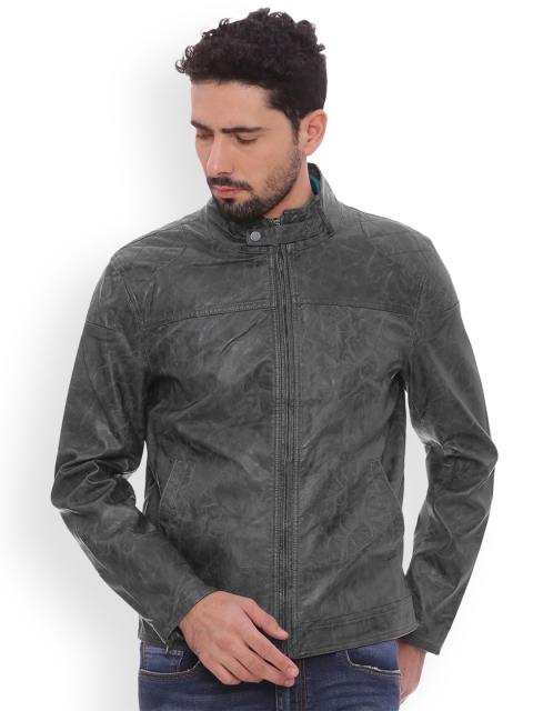 

Basics Men Grey Self Design Bomber
