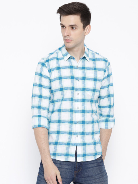

Lee Men White & Blue Slim Fit Checked Casual Shirt