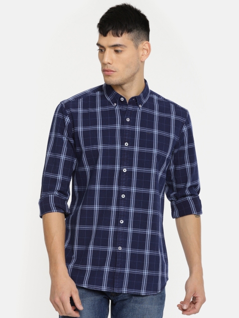 

Lee Men Navy Slim Fit Checked Casual Shirt, Navy blue