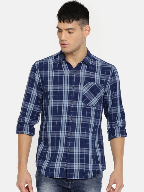 

Lee Men Navy Slim Fit Checked Casual Shirt, Navy blue