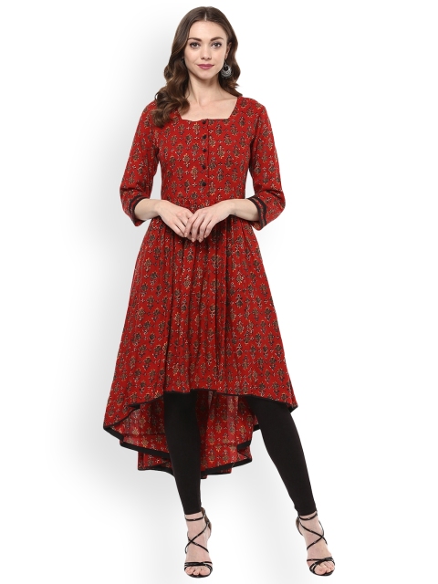 

Shubhavas Women Maroon Printed Anarkali Kurta