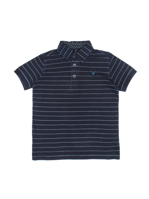 

Allen Solly Junior Boys Navy Blue Striped Polo Collar T-shirt