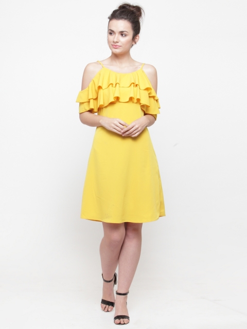 

plusS Women Yellow Solid A-Line Dress