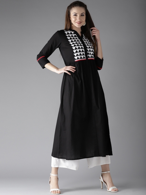 

Moda Rapido Women Black Yoke Design A-Line Kurta