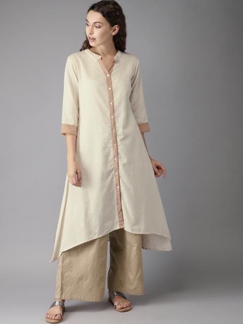 

Moda Rapido Women Off-White & Beige Solid Kurta with Palazzos