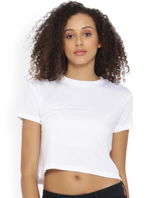 

Campus Sutra Women White Solid High-Low Top