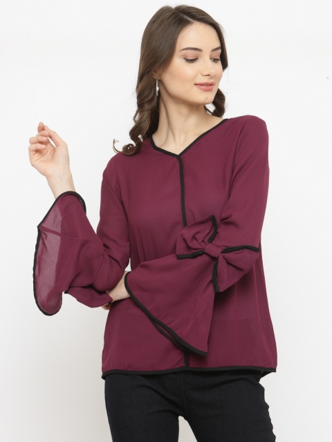 

plusS Women Burgundy Solid A-Line Top