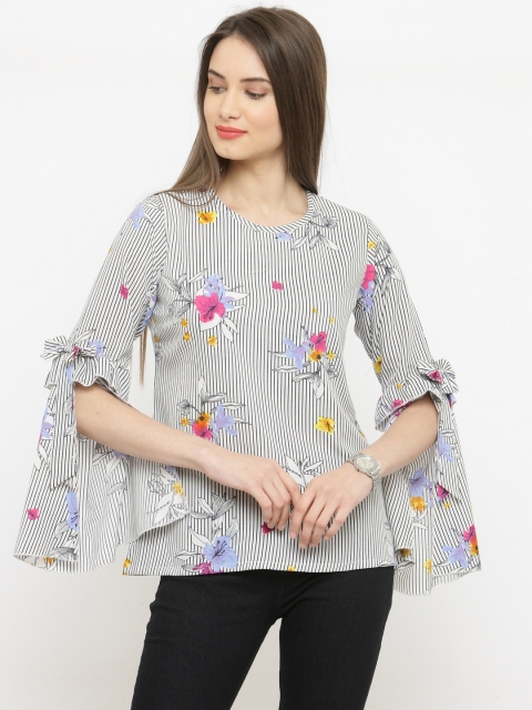 

plusS Women White Striped Top