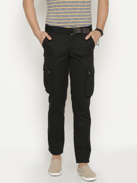 

t-base Men Black Comfort Regular Fit Solid Cargos