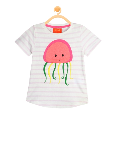 

Cherry Crumble Girls White Printed Round Neck T-shirt