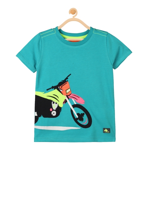 

Cherry Crumble Boys Blue Printed Round Neck T-shirt