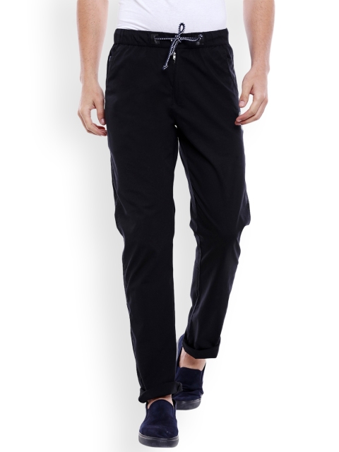 

beevee Men Black Regular Fit Solid Regular Trousers