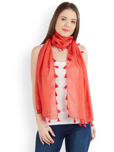 

Vozaf Women Coral Red Solid Stole