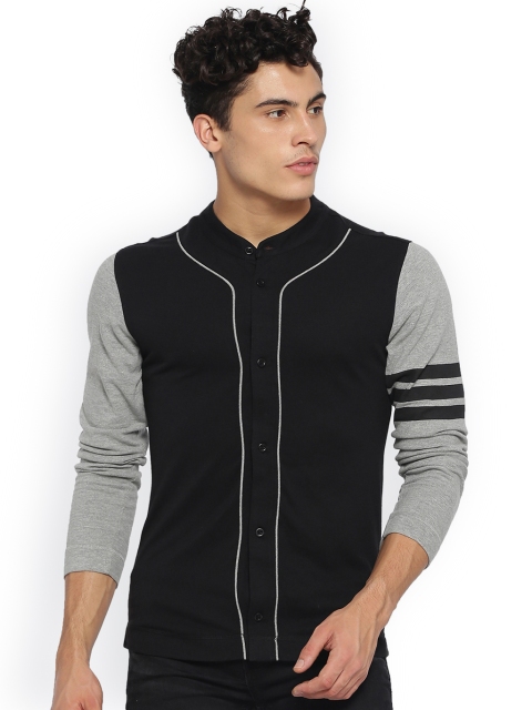 

Campus Sutra Men Black & Grey Regular Fit Solid Casual Shirt