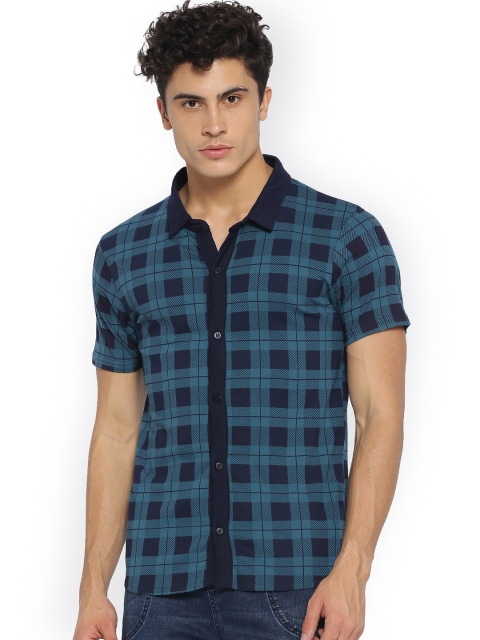 

Campus Sutra Men Blue Regular Fit Checked Casual Shirt