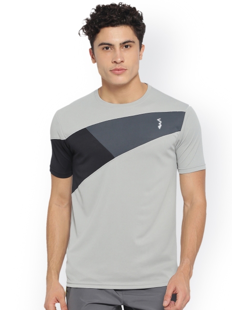 

Campus Sutra Men Grey Colourblocked Round Neck T-shirt