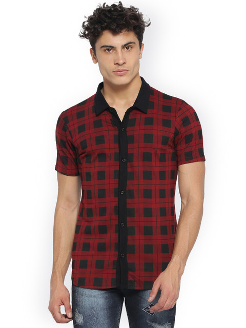 

Campus Sutra Men Red & Black Regular Fit Checked Casual Shirt