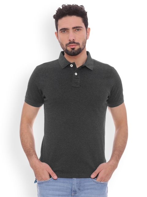 

Basics Men Grey Solid Polo Collar T-shirt