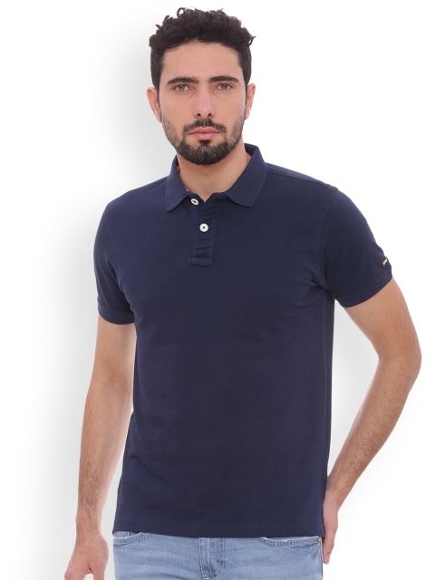 

Basics Men Navy Blue Solid Polo Collar T-shirt