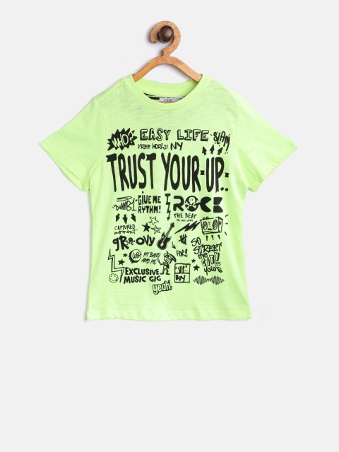 

OVS Boys Fluorescent Green Printed Round Neck T-shirt