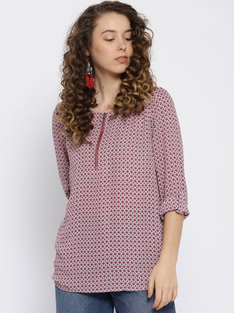 

OVS Women Purple & White Printed Top