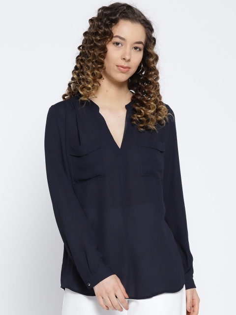 

OVS Women Navy Blue Solid Top