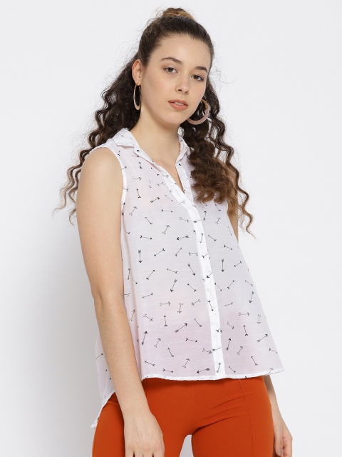 

OVS Women White Semi Sheer Printed Casual Shirt