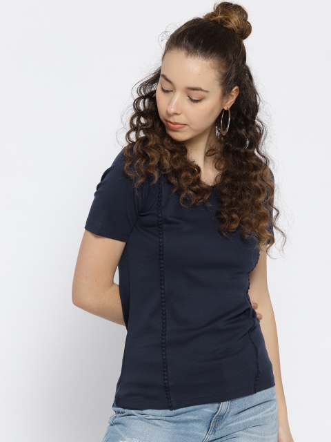 

OVS Women Navy Blue Solid Top