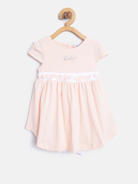 

OVS Girls Peach-Coloured Solid Fit & Flare Dress